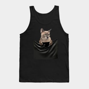 Tonkinese Cat inside Pocket, Cat Lover Tank Top